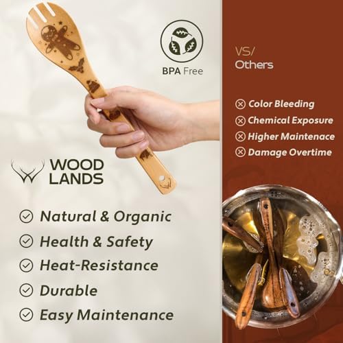 Christmas Wooden Spoons for Cooking - 6-Piece, Christmas Kitchen