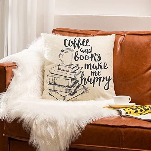 Ogiselestyle Throw Pillow Cover Coffee And Books Make Me Happy Quote