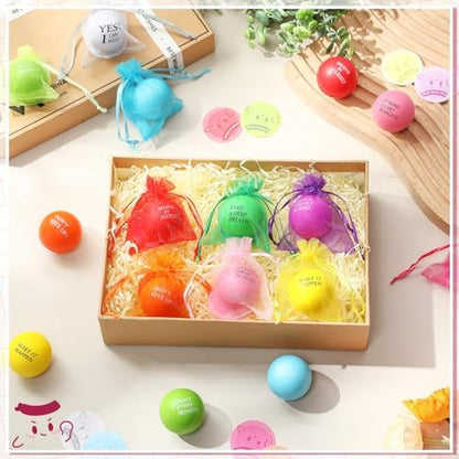 Meooeck 60 Set Relief Ball Gift with 60 Card 60 Organza Bag for Adults