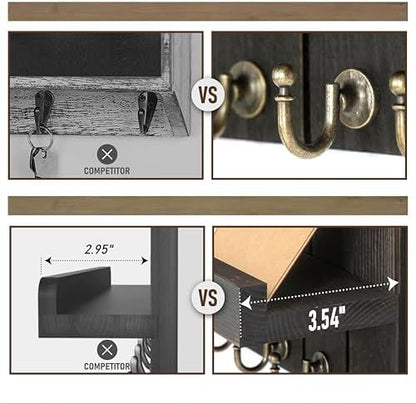 Rebee Vision Key Holder Wall Mount with Shelf for Office, Distressed