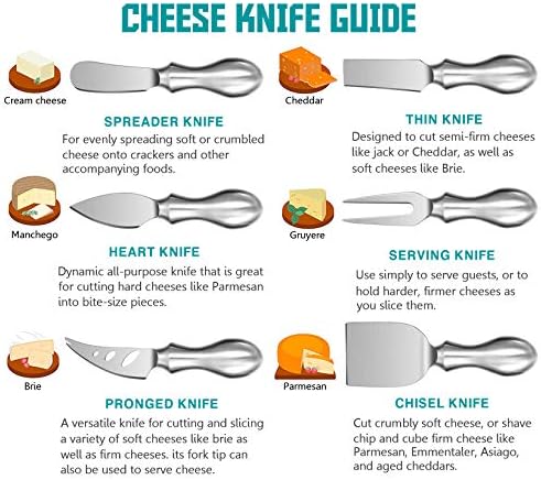 WoneNice Cheese Knife Set, 6-Piece Stainless Steel Knives