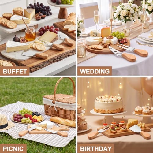6 Pcs Cheese Knives Set with Wooden Handle, Mini Steel Stainless