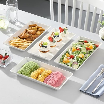 MALACASA Porcelain Serving Platters Set of 4,12 in Rectangular White