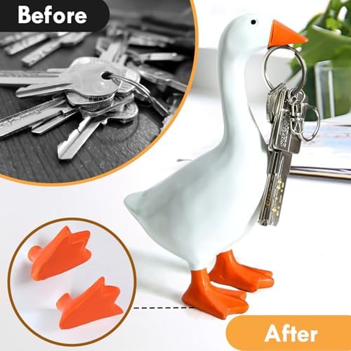 Vaveren 2PCS Goose Key Holders, Resin Goose Statue for Key Hanger