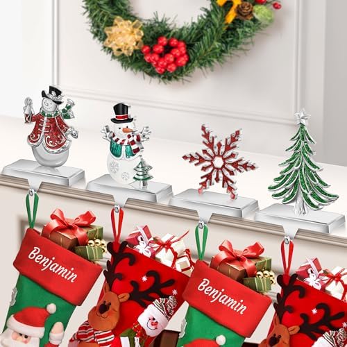 Loncaster Set of 4 Christmas Stocking Holders for Mantle, Christmas