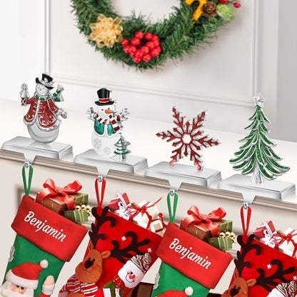 Loncaster Set of 4 Christmas Stocking Holders for Mantle, Christmas