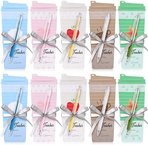 Epakh 10 Sets Teacher Notepad Pen Coffee Cup Notes,Mixed Color,Vivid