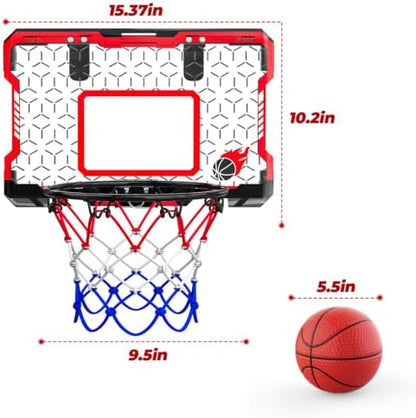 EagleStone Indoor Mini Basketball Hoop, Over The Door, 3 Balls, Steel