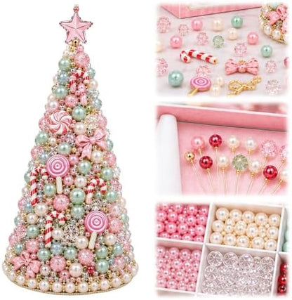DIY Beaded Christmas Tree Craft Kit,3D Pearl Bead Craft Set for Adults