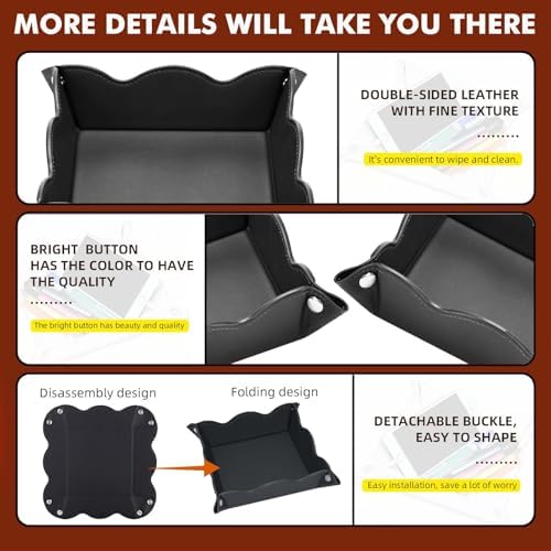 Valet Tray for Men Women - PU Leather Travel Catchall Tray Organizer