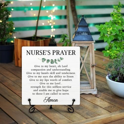 Nurse Gifts for Women, Cute Office Decor, Nurse's Prayer Wooden Sign