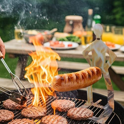 OYASUMI Funny BBQ Man Hot Dog Holders, 4 PCS Reusable Stainless Steel