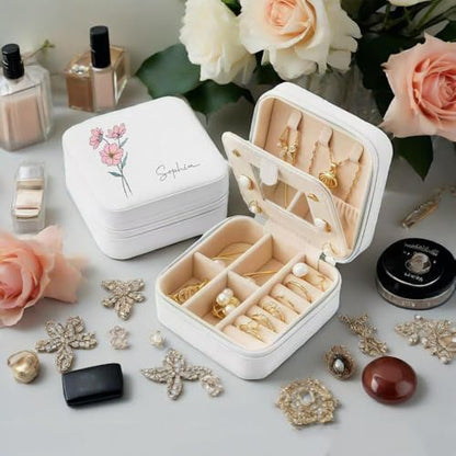 Personalized Jewelry Box for Women, Custom Travel Jewelry Case with