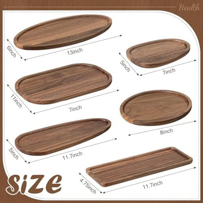Rtteri 6 Pcs Acacia Wood Serving Platters for Charcuterie Cheese