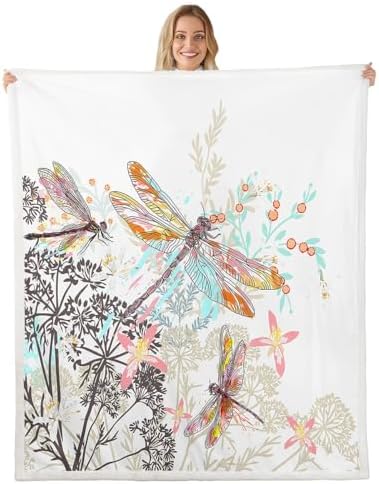 Feelyou Dragonfly Fleece Sherpa Throw Blanket Soft Cozy Fluffy