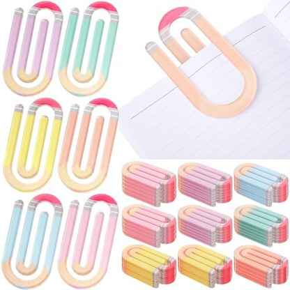 AmazingSpark 24 Pcs Acrylic Paper Clips for Teacher, Pastel Pencil