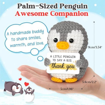 Thank You Gifts for Women Men - Cute Handmade Positive Crochet Penguin