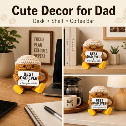 Fathers Day Gift for Dad from Daughter Son, Dad Gifts Crochet Coffee