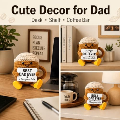 Fathers Day Gift for Dad from Daughter Son, Dad Gifts Crochet Coffee