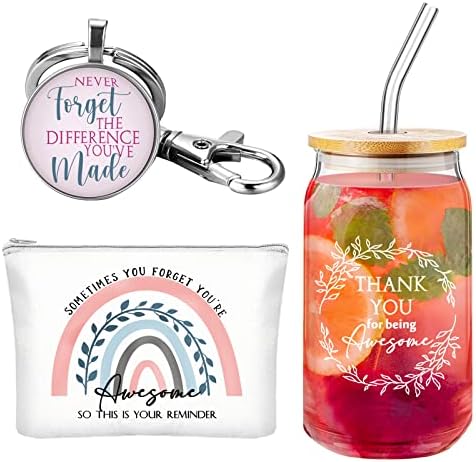 Hoolerry 3 Pcs Thank You Gift for Women 16oz Cup Bag Keychain