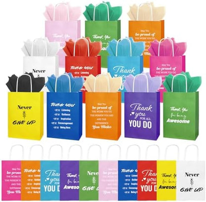 100 Pcs Employee Appreciation Gift Bags Bulk - Include 50 Paper Bags