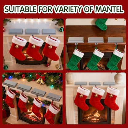 GloTika Christmas Stocking Holders for Mantle Set of 6, Heavy Duty
