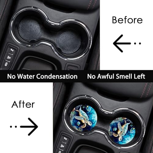 2 Pack Sea Turtle Car Cup Holder Coasters Universal Neoprene Coasters