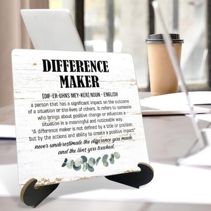 Difference Maker Definition Wooden Signs with Holder Stand
