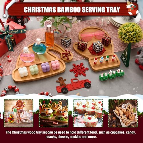 AWIZOM 2 Pcs Christmas Serving Platters Santa Hat and Mitten Shaped