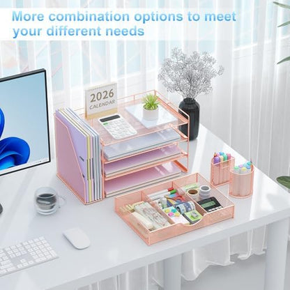 gianotter Desk Organizers and Accessories with File Holder, 4-Tier