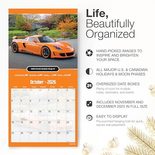RED EMBER Exotic Cars 2026 Wall Calendar 12 Month | 12" x 24" Open