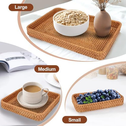 Rectangular Serving Tray for Home Decor,Decorative Serving Baskets for