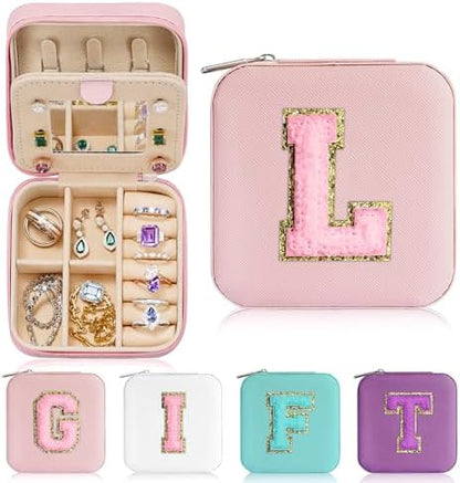 Parima Women's Mini Jewelry Case - L Initial, Pink - Perfect for