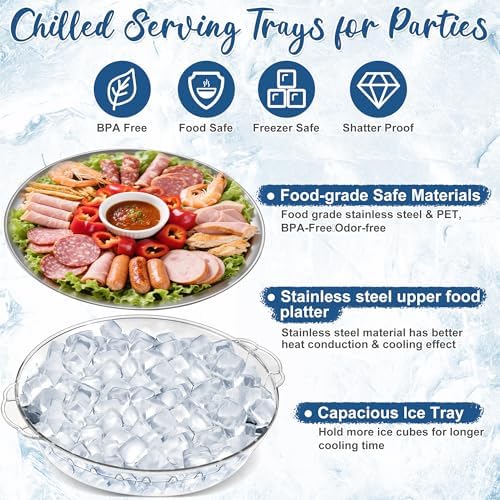 Chilled Serving Trays for Parties, Set of 3, 11.8"