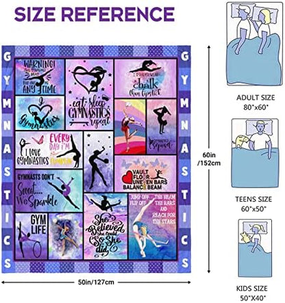 Mosslink Gymnastics Lovers Blanket Gymnast Gifts for Girls Kids Teens