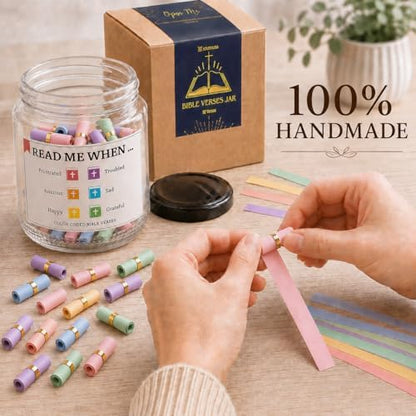 Bible Verses Jar, 92 Hand-Rolled Bible Scroll, Read Me When Christian