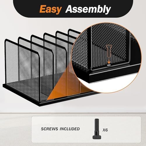 Kuntine.B Desk File Organizer Upright Mesh Desktop Organizer File