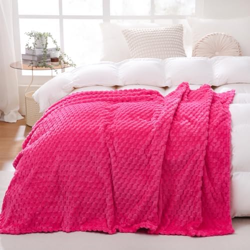 Puncuntex Hot Pink Throw Blanket 50"×60" Gifts for Mom Fuzzy 3D