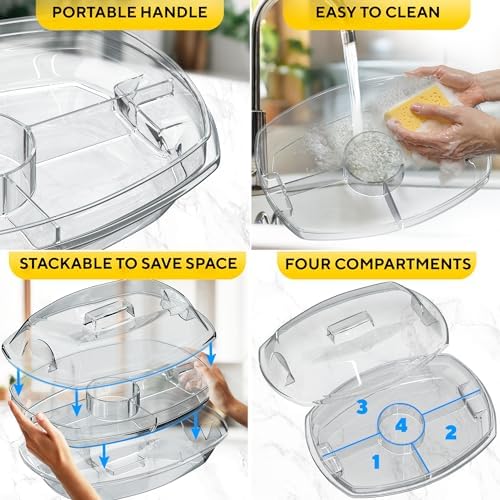 Ice Chilled Serving Tray for Parties, Fruit Tray with Ice Bottom