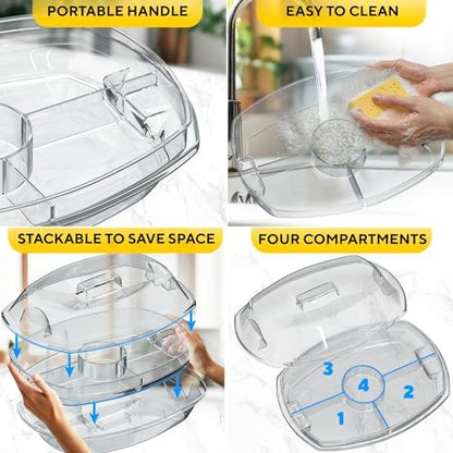 Ice Chilled Serving Tray for Parties, Fruit Tray with Ice Bottom