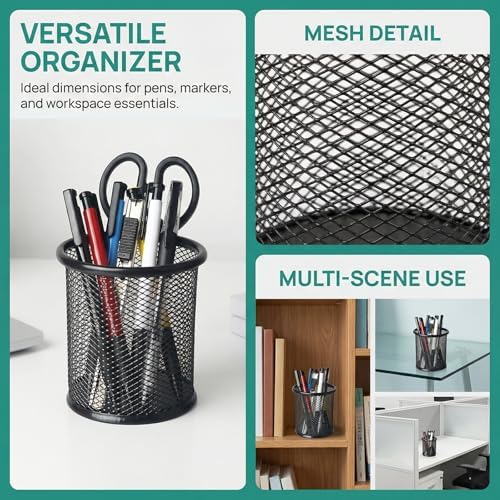 Nicunom 12 Pack Metal Pen Holder Wire Mesh Pen Cup Pencil Holder
