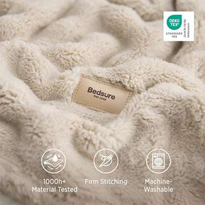 Bedsure Cloud Bubble Blanket, Soft Cozy Throw, Beige, 50"×60"