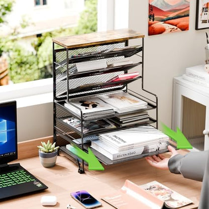 Simple Trending 7 Tier Desk File Organizer, 2 Pack Letter Tray Paper