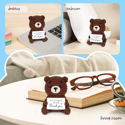 Thank You Gifts for Women Men, Handmade Positive Crochet Bear Decor