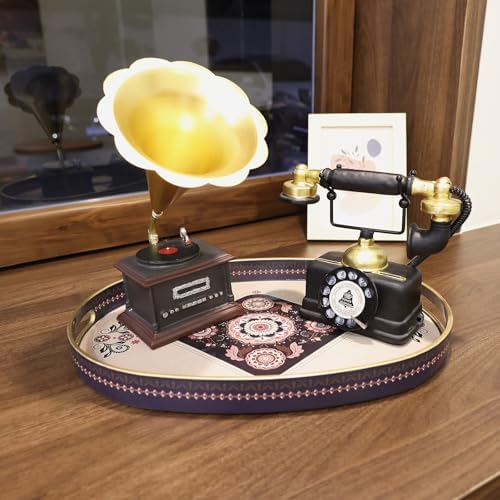 Oval Plastic Serving Tray with Handles, Elegant Decorative Tray for