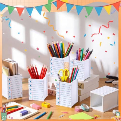 Crtiin 6 Pcs Notebook Shaped Pencil Holder for Back to School Decor