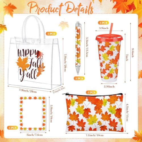 25 Pcs Thanksgiving Party Gift Bulk 5 Set Pumpkin Maple Leaf Gift