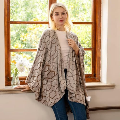Bcareself Double-Sided Wearable Blanket Ultra Soft Flannel Shawl