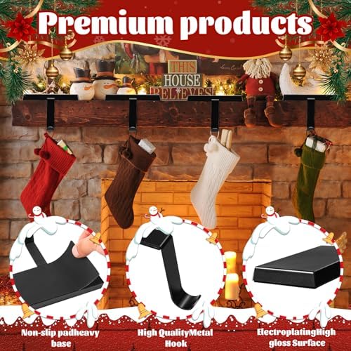 Christmas Stocking Holders for Mantles Set of 4 - Weighted Metal