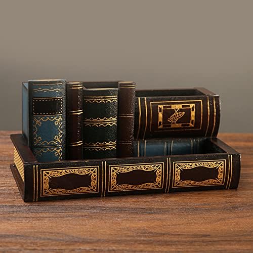 Tosnail Decorative Pen Holder with Storage Compartment, Wooden Pencil